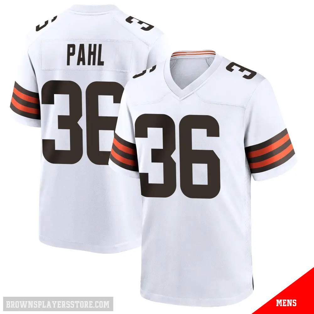 ＃36 Men's Wes Pahl White Game Cleveland Browns Jersey