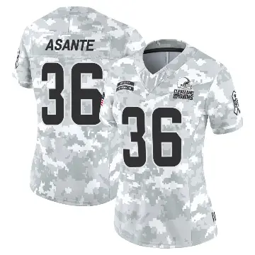 ＃36 Women's Eugene Asante Arctic Camo Limited Cleveland Browns 2024 Salute to Service Jersey