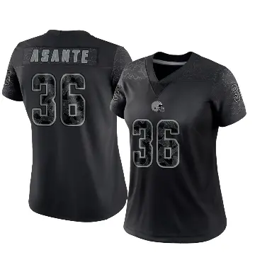 ＃36 Women's Eugene Asante Black Limited Cleveland Browns Reflective Jersey