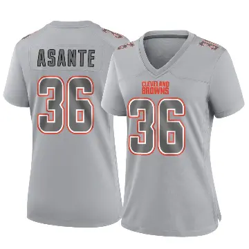 ＃36 Women's Eugene Asante Gray Game Cleveland Browns Atmosphere Fashion Jersey