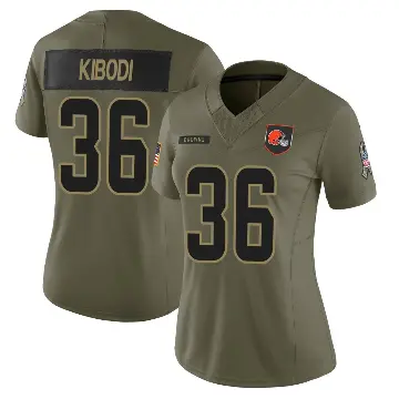 ＃36 Women's Jacob Kibodi Olive Limited Cleveland Browns 2025 Salute to Service Jersey