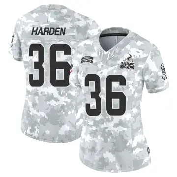 ＃36 Women's T.J. Harden Arctic Camo Limited Cleveland Browns 2024 Salute to Service Jersey