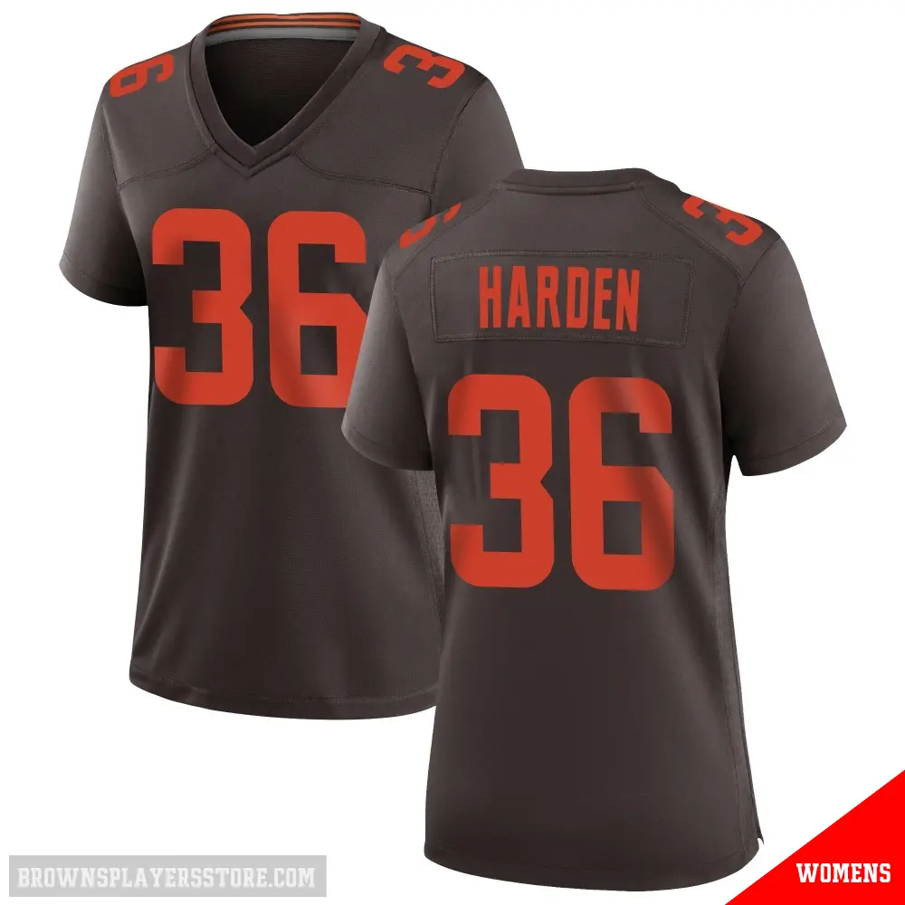 ＃36 Women's T.J. Harden Brown Game Cleveland Browns Alternate Jersey