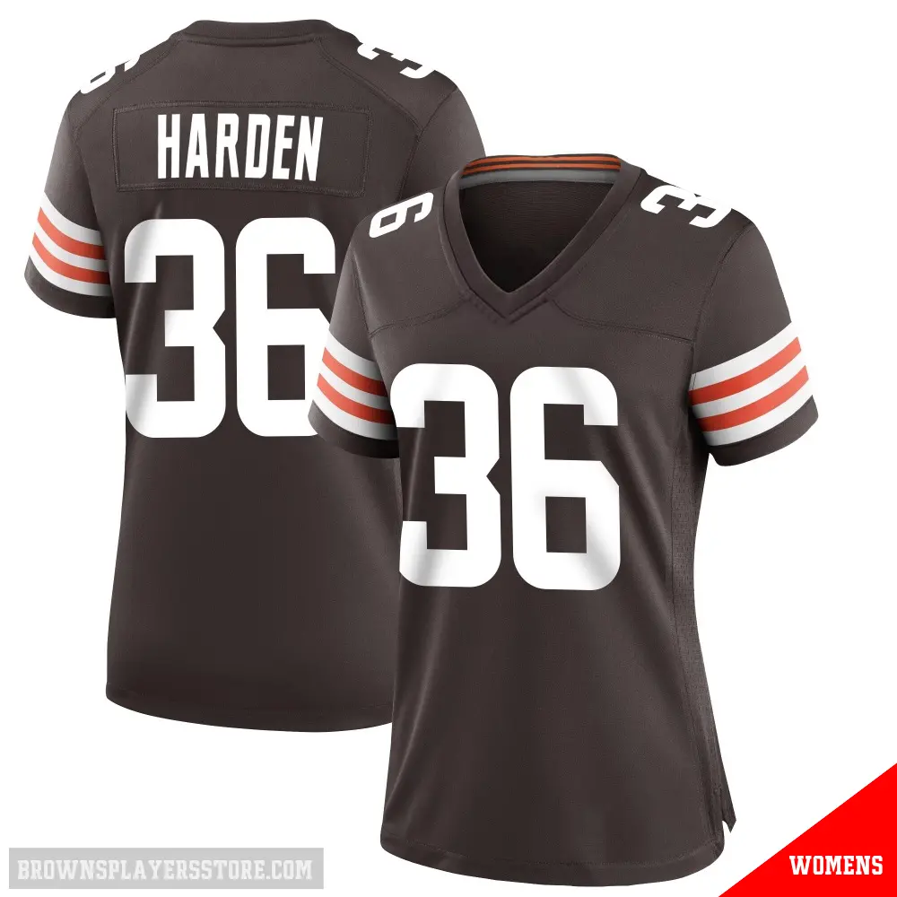 ＃36 Women's T.J. Harden Brown Game Cleveland Browns Team Color Jersey