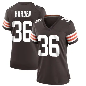 ＃36 Women's T.J. Harden Brown Game Cleveland Browns Team Color Jersey