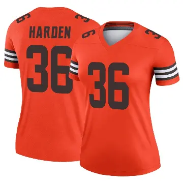 ＃36 Women's T.J. Harden Orange Legend Cleveland Browns Inverted Jersey