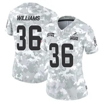 ＃36 Women's Trayveon Williams Arctic Camo Limited Cleveland Browns 2024 Salute to Service Jersey