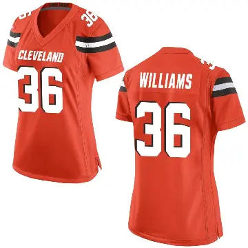 ＃36 Women's Trayveon Williams Orange Game Cleveland Browns Alternate Jersey