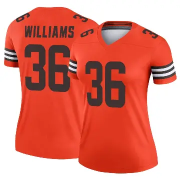 ＃36 Women's Trayveon Williams Orange Legend Cleveland Browns Inverted Jersey