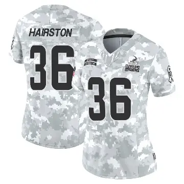 ＃36 Women's Troy Hairston Arctic Camo Limited Cleveland Browns 2024 Salute to Service Jersey