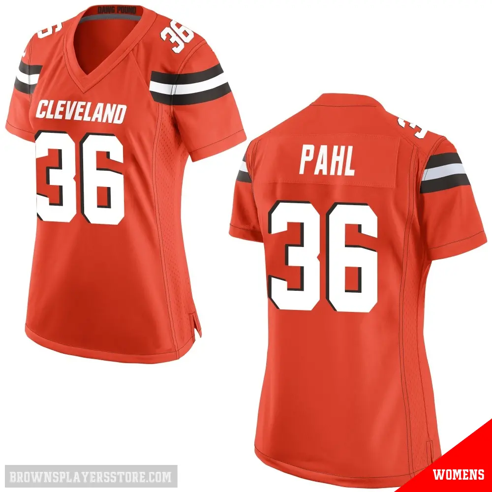 ＃36 Women's Wes Pahl Orange Game Cleveland Browns Alternate Jersey