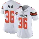 ＃36 Women's Wes Pahl White Limited Cleveland Browns Vapor Untouchable Jersey