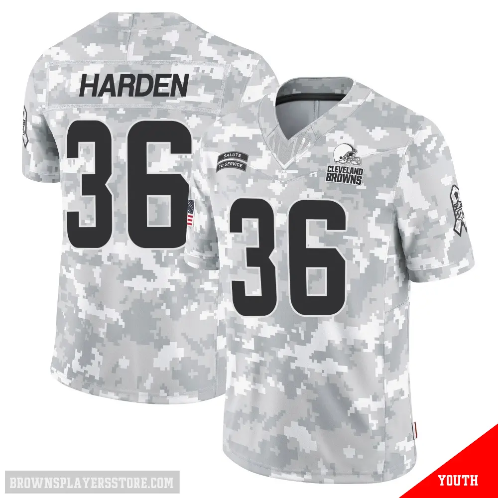 ＃36 Youth T.J. Harden Arctic Camo Limited Cleveland Browns 2024 Salute to Service Jersey