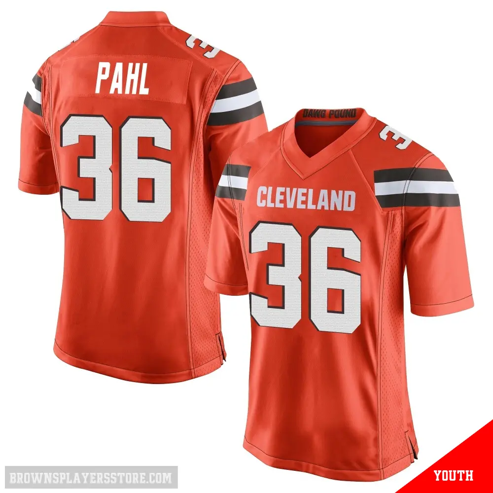 ＃36 Youth Wes Pahl Orange Game Cleveland Browns Alternate Jersey
