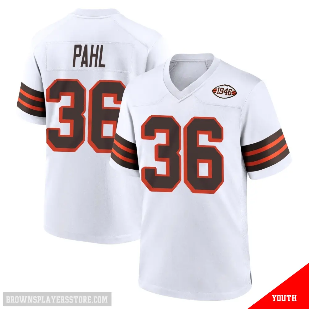 ＃36 Youth Wes Pahl White Game Cleveland Browns 1946 Collection Alternate Jersey