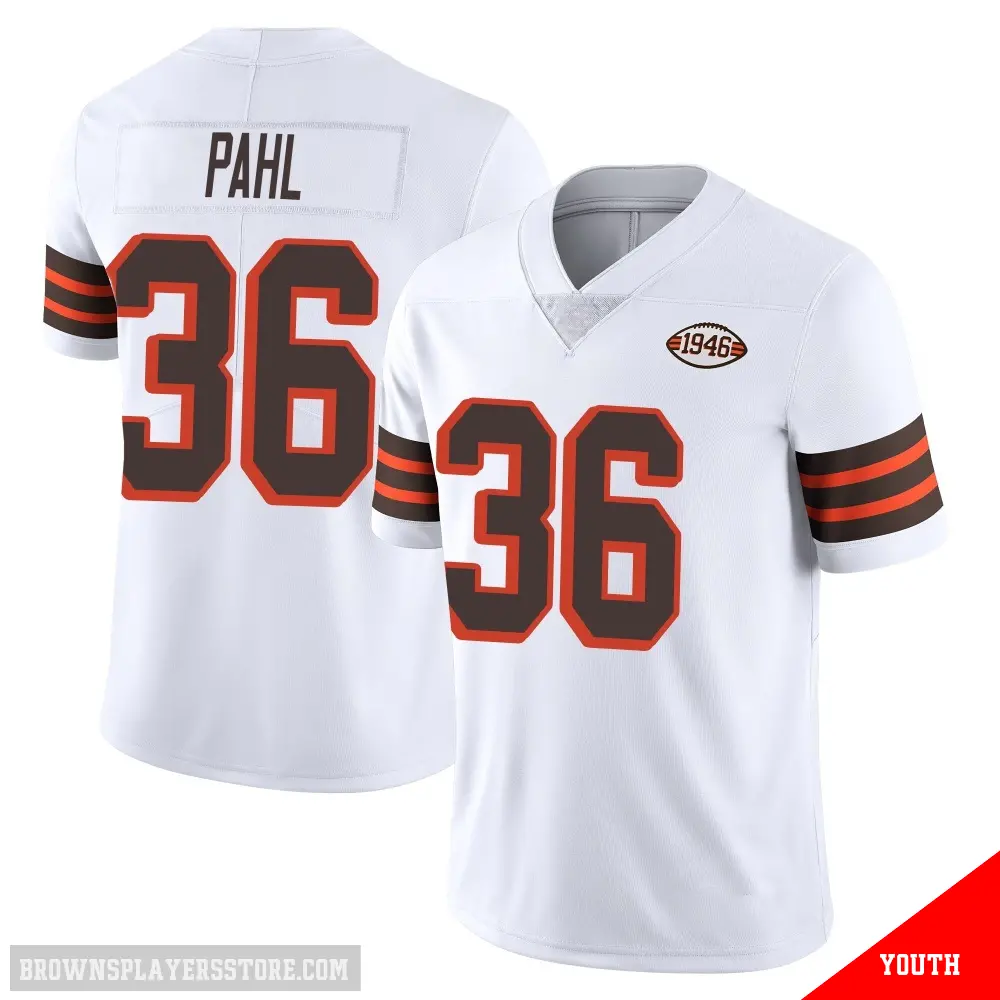 ＃36 Youth Wes Pahl White Limited Cleveland Browns Vapor 1946 Collection Alternate Jersey
