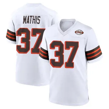 ＃37 Men's Damarri Mathis White Game Cleveland Browns 1946 Collection Alternate Jersey