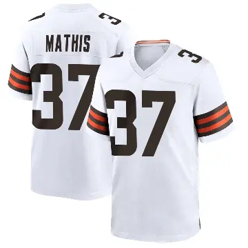 ＃37 Men's Damarri Mathis White Game Cleveland Browns Jersey