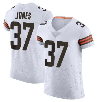 ＃37 Men's Dom Jones White Elite Cleveland Browns Vapor Jersey