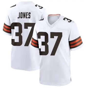 ＃37 Men's Dom Jones White Game Cleveland Browns Jersey