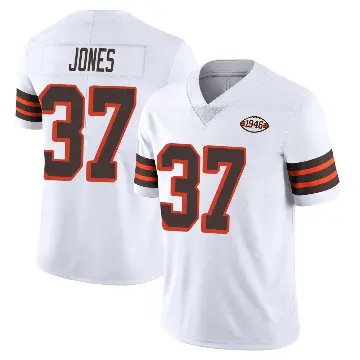 ＃37 Men's Dom Jones White Limited Cleveland Browns Vapor 1946 Collection Alternate Jersey