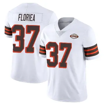 ＃37 Men's Luke Floriea White Limited Cleveland Browns Vapor 1946 Collection Alternate Jersey