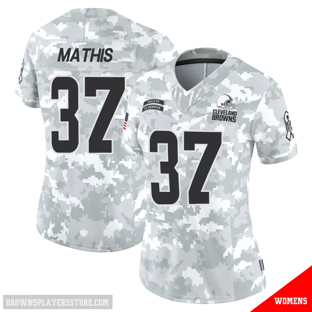 ＃37 Women's Damarri Mathis Arctic Camo Limited Cleveland Browns 2024 Salute to Service Jersey