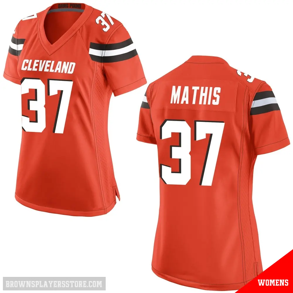 ＃37 Women's Damarri Mathis Orange Game Cleveland Browns Alternate Jersey