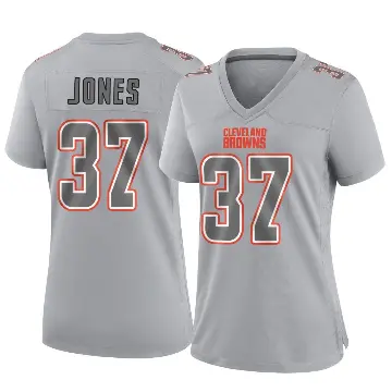 ＃37 Women's Dom Jones Gray Game Cleveland Browns Atmosphere Fashion Jersey