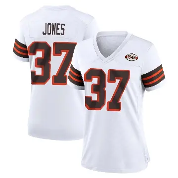 ＃37 Women's Dom Jones White Game Cleveland Browns 1946 Collection Alternate Jersey