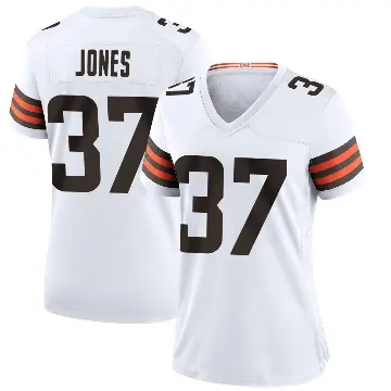 ＃37 Women's Dom Jones White Game Cleveland Browns Jersey