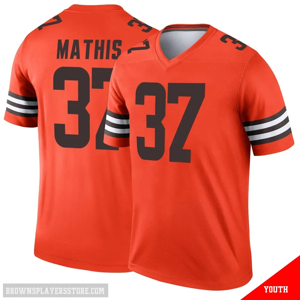 ＃37 Youth Damarri Mathis Orange Legend Cleveland Browns Inverted Jersey