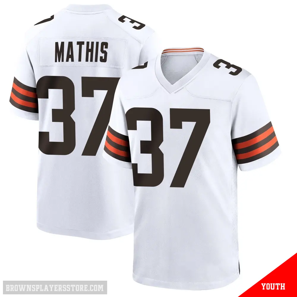 ＃37 Youth Damarri Mathis White Game Cleveland Browns Jersey