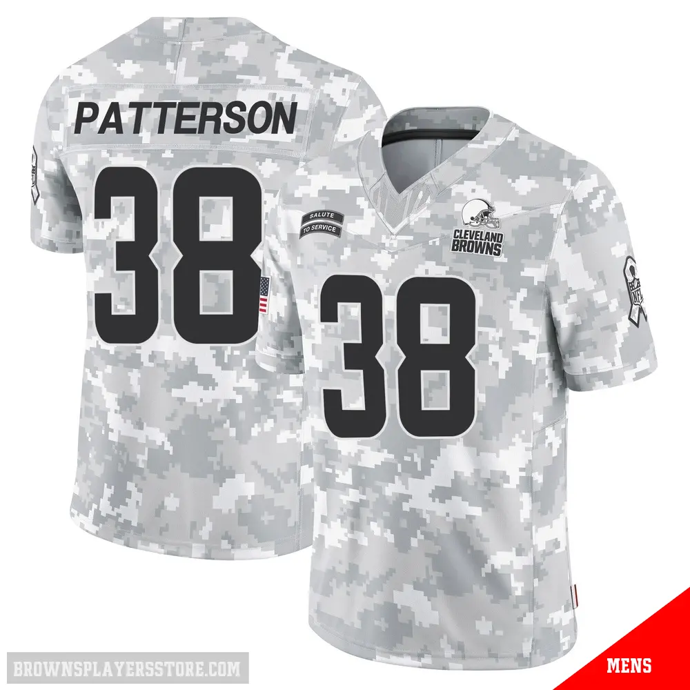 ＃38 Men's Ben Patterson Arctic Camo Limited Cleveland Browns 2024 Salute to Service Jersey