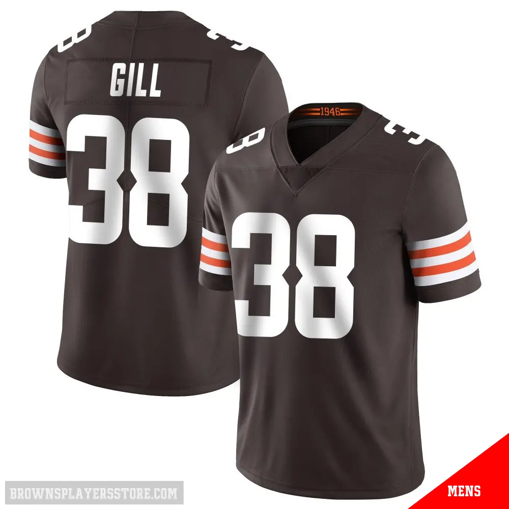 ＃38 Men's Jaelen Gill Brown Limited Cleveland Browns Team Color Vapor Untouchable Jersey
