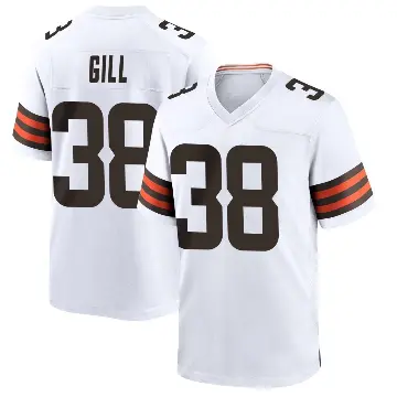 ＃38 Men's Jaelen Gill White Game Cleveland Browns Jersey