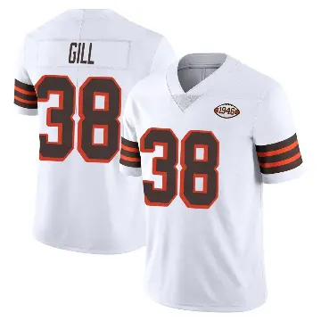＃38 Men's Jaelen Gill White Limited Cleveland Browns Vapor 1946 Collection Alternate Jersey