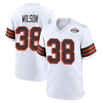 ＃38 Men's Kole Wilson White Game Cleveland Browns 1946 Collection Alternate Jersey
