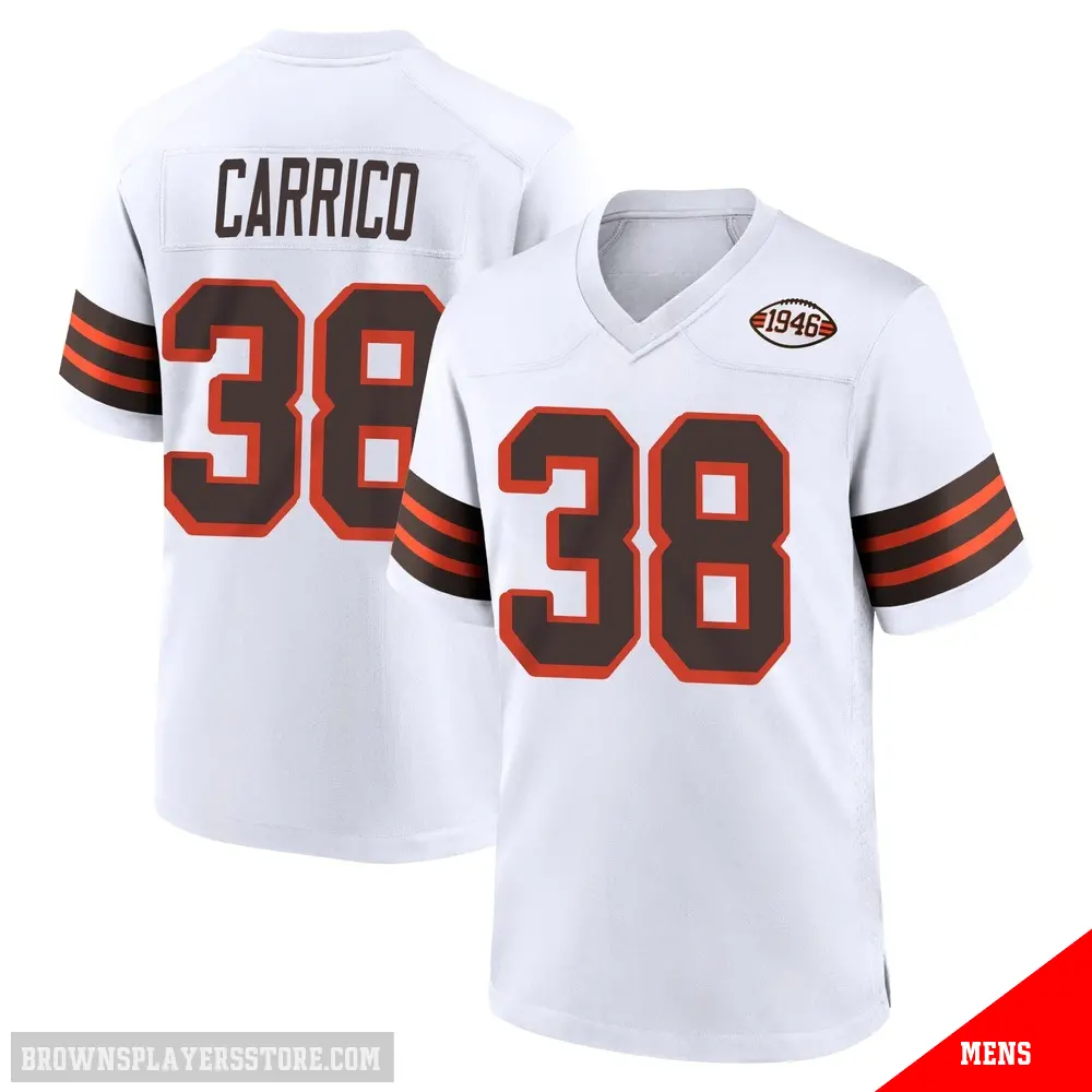 ＃38 Men's Reid Carrico White Game Cleveland Browns 1946 Collection Alternate Jersey