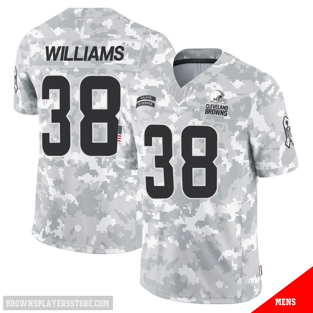 ＃38 Men's Trayveon Williams Arctic Camo Limited Cleveland Browns 2024 Salute to Service Jersey