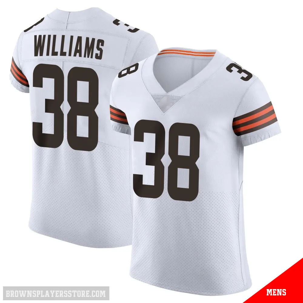 ＃38 Men's Trayveon Williams White Elite Cleveland Browns Vapor Jersey