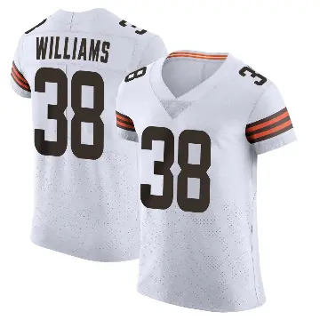＃38 Men's Trayveon Williams White Elite Cleveland Browns Vapor Jersey