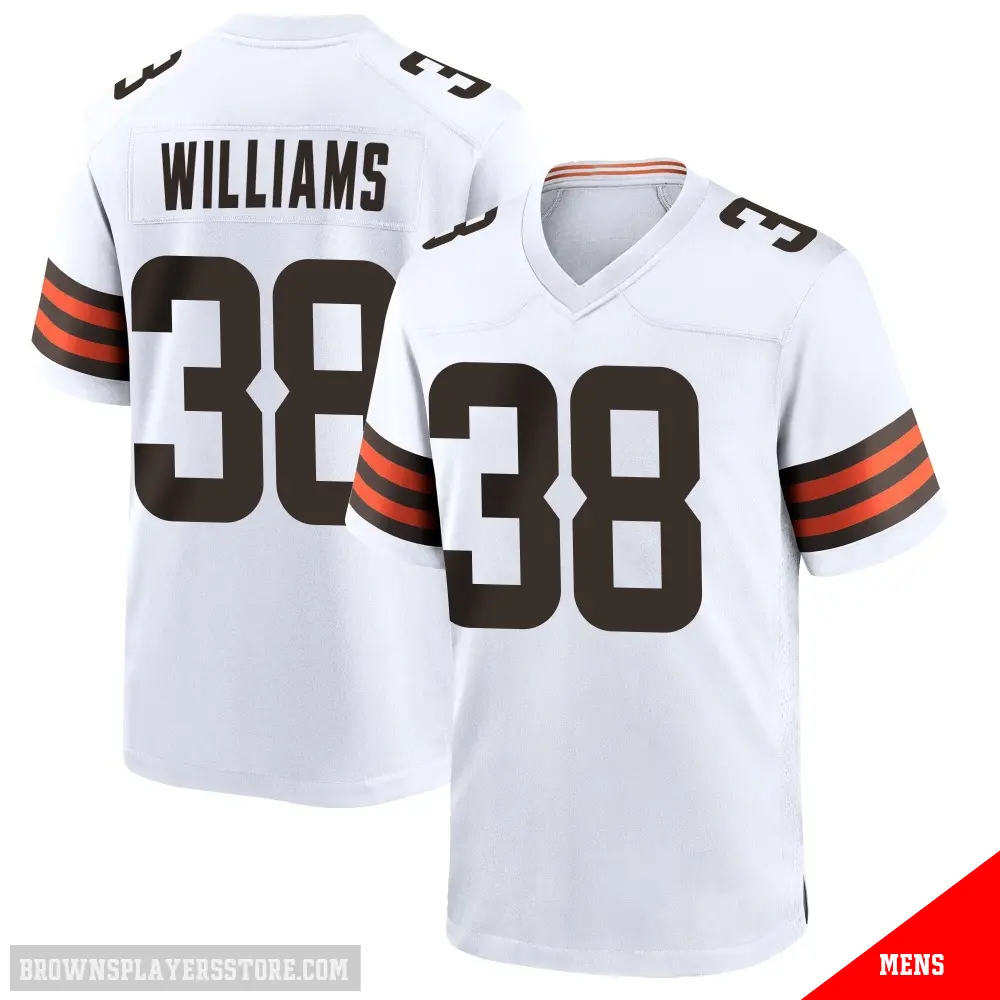 ＃38 Men's Trayveon Williams White Game Cleveland Browns Jersey