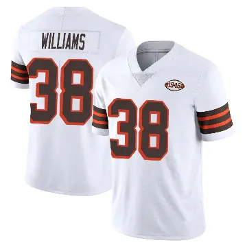 ＃38 Men's Trayveon Williams White Limited Cleveland Browns Vapor 1946 Collection Alternate Jersey