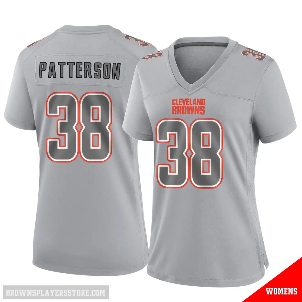 ＃38 Women's Ben Patterson Gray Game Cleveland Browns Atmosphere Fashion Jersey