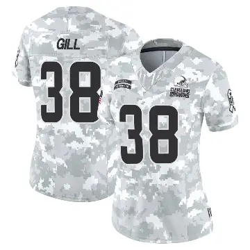 ＃38 Women's Jaelen Gill Arctic Camo Limited Cleveland Browns 2024 Salute to Service Jersey