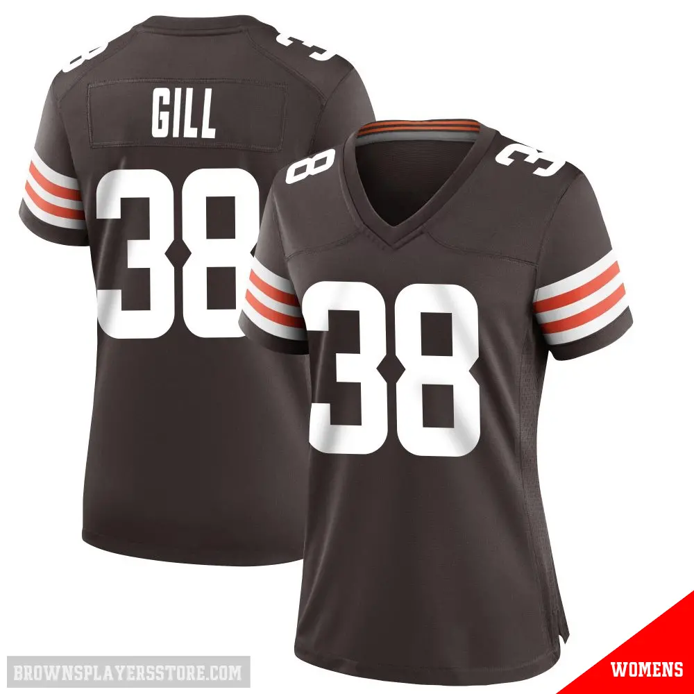 ＃38 Women's Jaelen Gill Brown Game Cleveland Browns Team Color Jersey