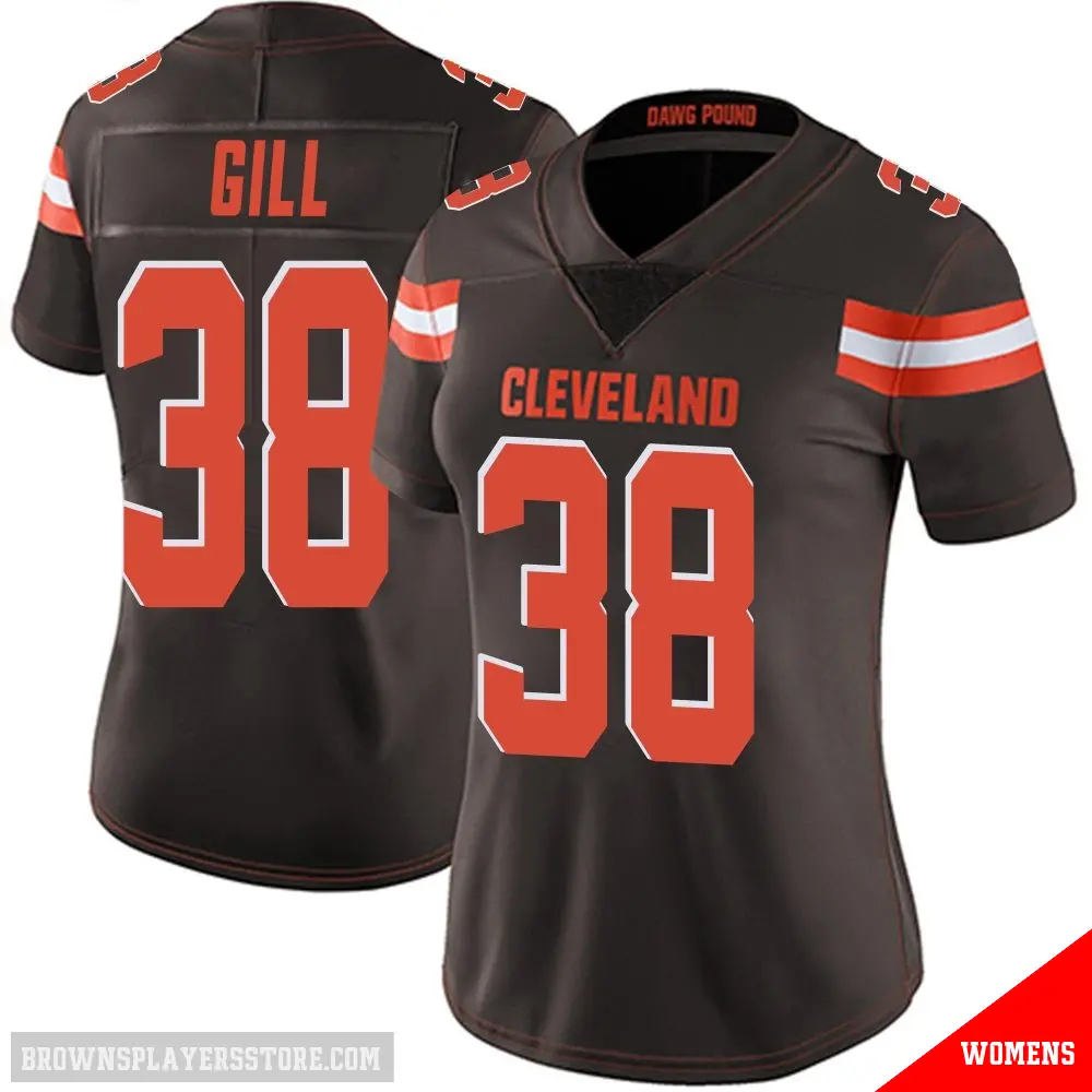＃38 Women's Jaelen Gill Brown Limited Cleveland Browns Team Color Vapor Untouchable Jersey