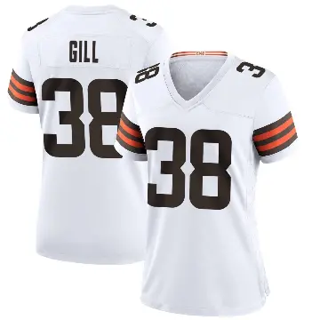 ＃38 Women's Jaelen Gill White Game Cleveland Browns Jersey