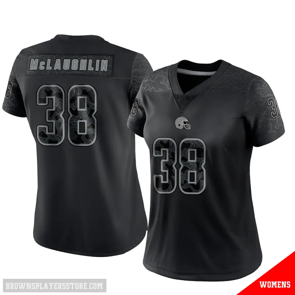 ＃38 Women's Jaleel McLaughlin Black Limited Cleveland Browns Reflective Jersey